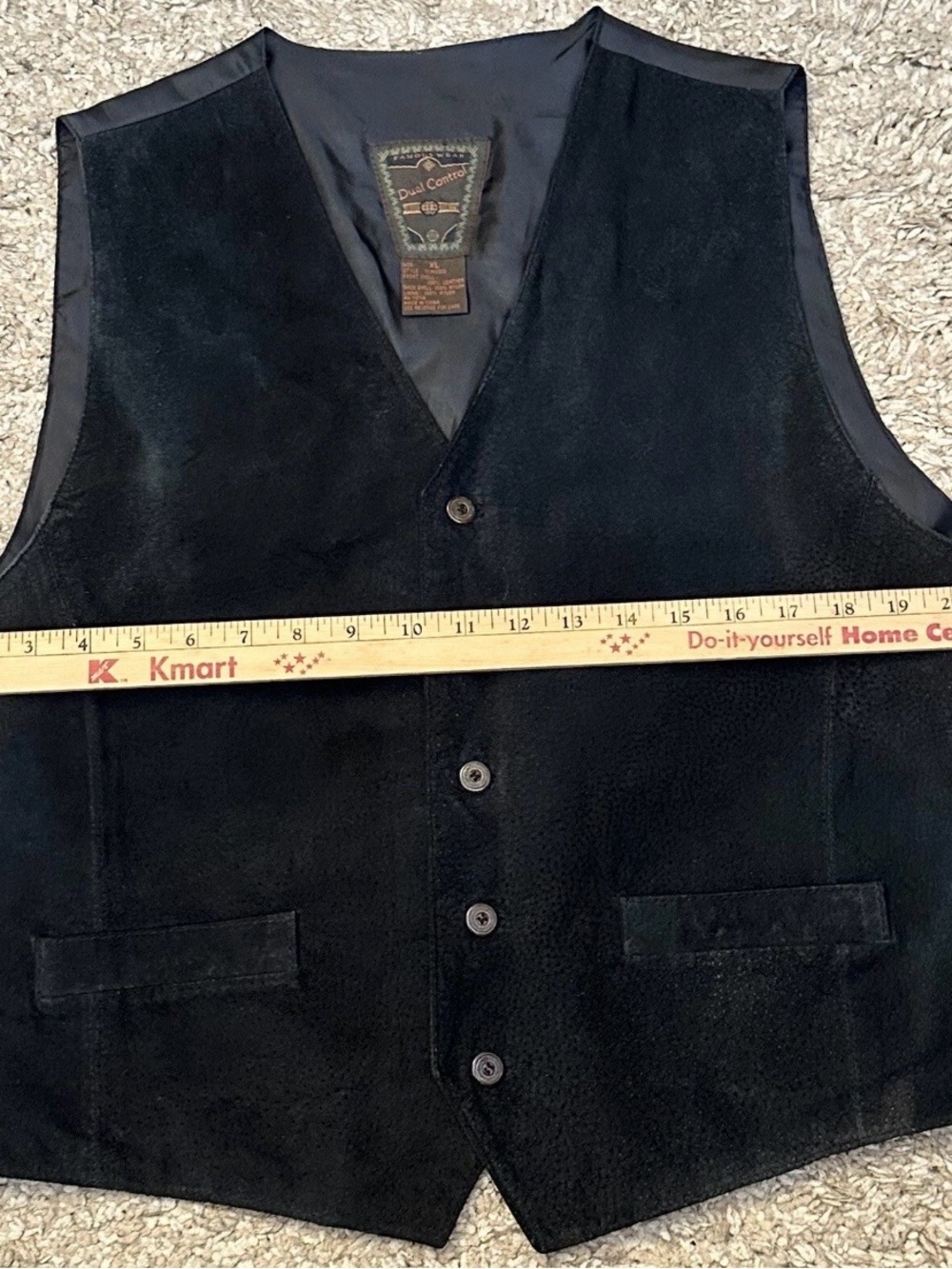 Vintage Dual Control Men’s Size XL Black 100% Leather/Nylon Button-Up Vest - Picture 7 of 7